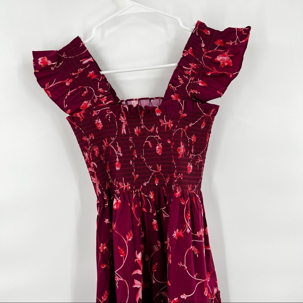 Hill House Burgundy Floral Midi Dress